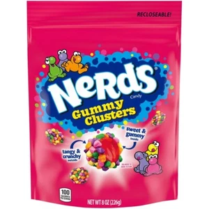 Nerds Gummy Clusters, Summer Candy, Rainbow, Resealable 8 Ounce Bag - Picture 1 of 9