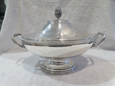Gorgeous 1990 French silver-plated large oval soup tureen  Christofle Malmaison - Image 1 of 4