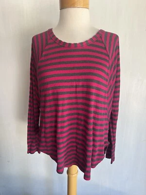 SPLENDID (2012) Camisa Top Raglán Cuadrada Púrpura y Gris Rayas L/S Para Mujer Talla XS Foto 1 de 4