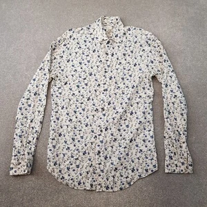 Reiss Mens Shirt Small White Wesley Floral Pattern Viscose Linen Smart - Picture 1 of 10