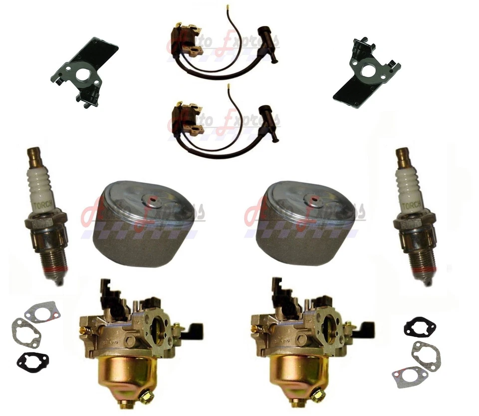 Honda GX240 8HP 2 Pack Air Filters Spark Plugs Ignition Coils And Carburetor - Image 1 of 1