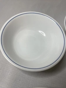 Corelle By Corning "Normandy" 6-6 1/4” Cereal Soup Bowls Set Of 6 Blue Stripe - Picture 1 of 11