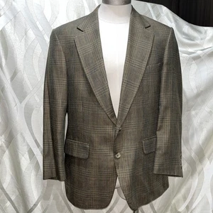 Blazer monopetto marrone a quadri gingham 100% seta fatto a mano su misura - Foto 1 di 15