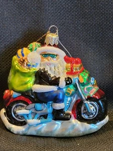 Christopher Radko Harley Davidson Free Wheelin Santa Ornament 2000 - Picture 1 of 8