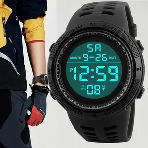 Men's Military LED Digital Watch Sports Luminous Waterproof Multifunction NEW - Picture 1 of 18
