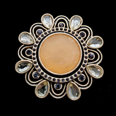 Broche Lia Sophia Pin Dorado Faceta Amarilla Centro Piedra Cristales Estilo Victoriano Foto 1 de 4