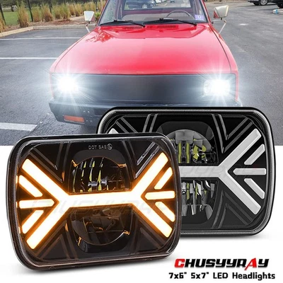 For Isuzu Pickup 1984-1995 PAIR 5x7" 7x6" inch LED Headlight High/Low Beam S++ - Image 1 of 4