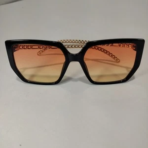 Women’s Oversized Sunglasses | Black Frame, Gradient Lenses, Chain Arms - Bild 1 von 11