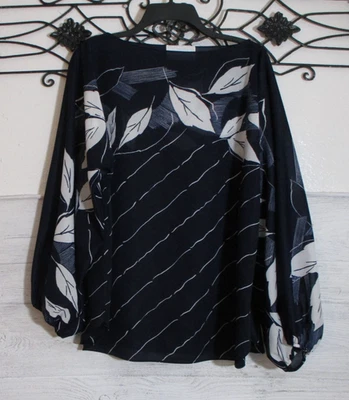 De colección. Top para mujer Samantha O talla XL manga larga azul floral cuello redondo Foto 1 de 4