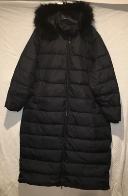 Ladies Size 2X Lands' End Black Floor Length Hooded Heavy Winter Parka Coat - Image 1 of 4