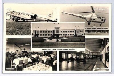 ISLE OF MAN Postcard RONALDSWAY AIRPORT PPC 1955 Ballasalla Liverpool IOM XG134 - Image 1 of 4