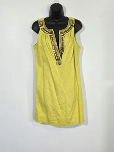 New York & Company Túnica Boho Sin Mangas Bordada Top Rayón Lino Amarillo M - Imagen 1 de 9