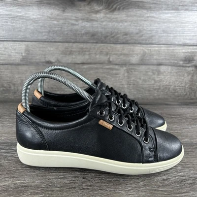 Ecco Soft 7 Shoes Womens Size 7-7.5 EU 38 Black Leather Low Top Comfort Sneaker - Image 1 of 4