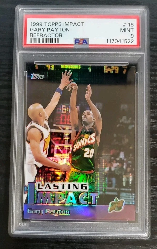 1999 Topps Impact Refractor #I18 Gary Payton PSA 9 - Image 1 of 2