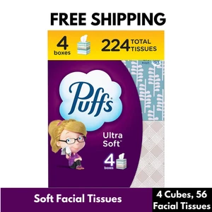 Puffs Tejidos Faciales Ultra Suaves, 4 Cubos, 56 Tejidos Faciales por Caja - Imagen 1 de 5