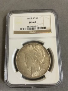 1928-S Peace Silver Dollar NGC MS62. - Picture 1 of 4