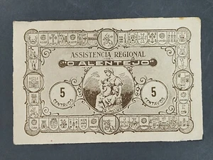 PORTUGAL EMERGENCY PAPER MONEY ASSISTÊNCIA REGIONAL O ALENTEJO 5 CENTAVO Notgeld - Picture 1 of 4