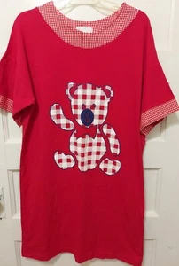 Nwots Night Time Creations Ladies One Size Red & White Teddy Bear Sleepshirt - Picture 1 of 9