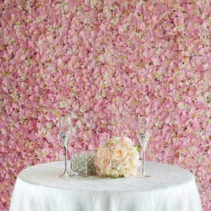 Pink/Cream UV Protected Hydrangea Flower Wall Mat Backdrop - 4 Artificial Panels - Picture 1 of 42