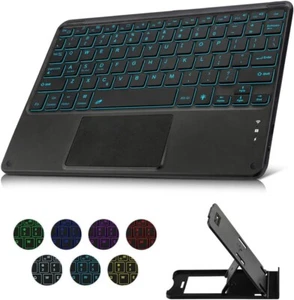 Wireless Backlit Bluetooth Keyboard with Touchpad Ultra Slim 7-Colors Backlit - Picture 1 of 9