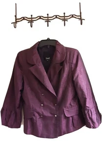 Basel, Women's Sz Medium(32) plum Color, Double Breasted Jacket, Silk Look, EUC - Picture 1 of 5