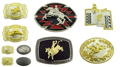 Cinturón Toro Hebilla OX Hombres Mujeres Nuevo Vaquero Occidental Vaquera Rodeo Dorado Plata Metal Foto 1 de 4