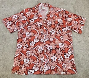 Camicia hawaiana Magnum PI adulto taglia unica arancione floreale manica corta con bottoni - Foto 1 di 8