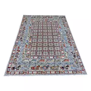 5'2"x6'10" Medium Gray Peshawar with Pazyryk Design Hand Knotted Wool Rug R89845 - Picture 1 of 6