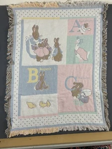 The Northwest Co Beatrix Potter Peter Rabbit Afghan Toddler Baby Fringed Blanket - Picture 1 of 13
