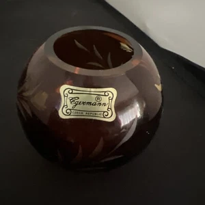 Vintage Egermann Bohemian Czech Bernstein Glas Kugel Vase ~ bitte lesen ~ - Bild 1 von 6