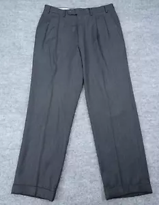 Canali Pants Mens 33x30 Gray Wool Pleated Cuffed Trousers Woolmark Italy Tag 34 - Picture 1 of 15