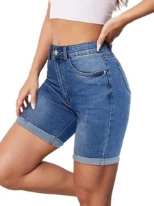 Damen Jeans Shorts Bermuda Kurze Hose Läßig Denim Stretch Hotpants Freizeit Sexy - Bild 1 von 5
