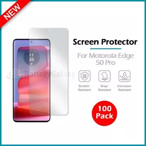 100-Pack LCD Ultra Clear HD Screen Protector for Android Motorola Edge 50 Pro - Picture 1 of 4