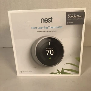 SEALED Google Nest 3rd Generation Learning Thermostat T3007ES Stainless Steel A+ - Picture 1 of 6