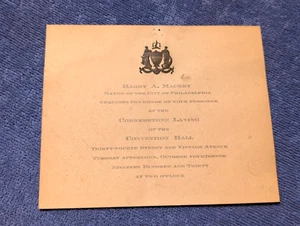 1930 Invitation CORNERSTONE LAYING, AUDITORIUM CONVENTION HALL PHILADELPHIA PA - Picture 1 of 7