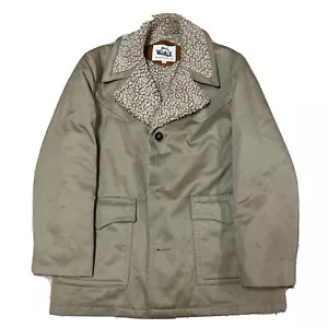 Vintage Woolrich Sherpa Lined Jacket Overcoat Mens 42 Workwear Casual Coat - Picture 1 of 7
