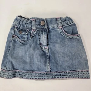 Gymboree Girl's Denim Blue Jean Skirt Size 4 Elastic Waist Decorative Stitching - Picture 1 of 5