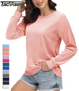Sudaderas de terciopelo para mujer cuello redondo manga larga informales pulóver suaves cálidas camisas - Imagen 1 de 124