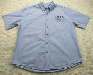 Aftco IGFA Fishing Shirt Adult Large Blue Button Up Short Sleeve Pocket Casual - Picture 1 of 11