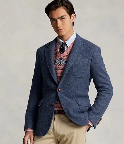 Abrigo Blazer Deportivo Polo Ralph Lauren Azul Lana Cepillada RARO Para Hombre Talla 42L $998 Foto 1 de 4