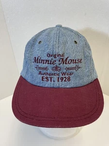 Vintage Minnie Mouse Authentic Wear Denim Jean StrapBack Hat Disney store USA - Picture 1 of 4