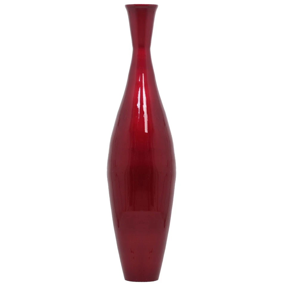 Uniquewise Tall 43"" Inch Modern Narrow Trumpet Floor Vase Red QI003889.RD