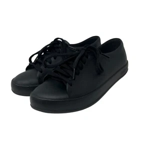 Melissa Ulitsa Women's 7 / EU 38 Black Rubber Lace Up Sneakers Shoes Vegan - Picture 1 of 13