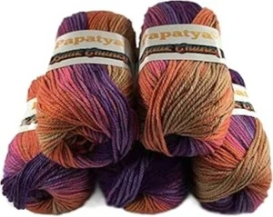 Rainbow wool pack 5 x 100g Papatya Batik Yarn wool crochet Chunky Shade 109 - Picture 1 of 1