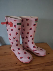 Damen Evercreatures hohe Gummistiefel Gummistiefel Erdbeere Funky Boots UK 9 Euro 43 - Bild 1 von 10