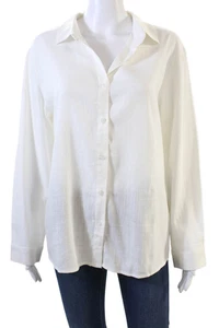 Designer Damen Langarm Hemd einfarbig Button Down weiß Größe M - Bild 1 von 5