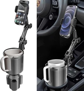 Car Cup Holder Phone Mount,Universal Auto Cell Stand with Drink Black - Picture 1 of 7