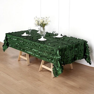 GREEN 60"x102" Taffeta RECTANGULAR TABLECLOTH Leaf Petals Design Party Supplies - Image 1 of 4