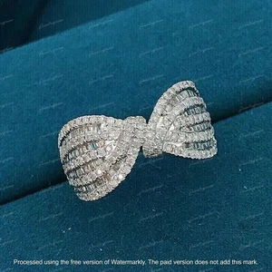 Laborgefertigter Damenring 2 kt Rundschliff Diamant Band 14 K Weißgold vergoldet - Bild 1 von 5