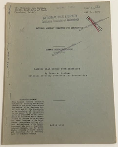Nat Advisory Committee Aeronautics '43 Landing Gear Report Caltech Von Karman - Picture 1 of 6